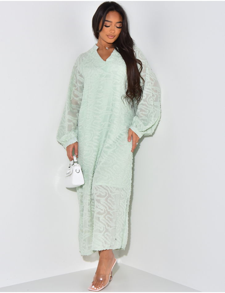 Robe abaya oversize à tissu duveteux