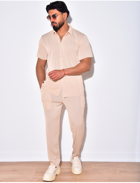Pleated shirt and trousers co-ord