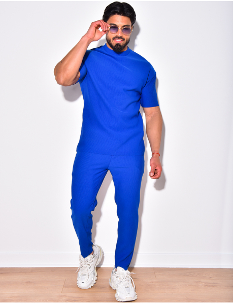 Ribbed oversized T-shirt and trousers co-ord