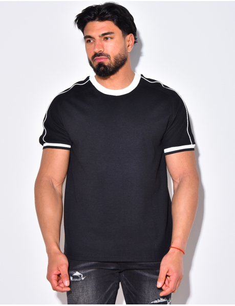 Ribbed T-shirt with collar