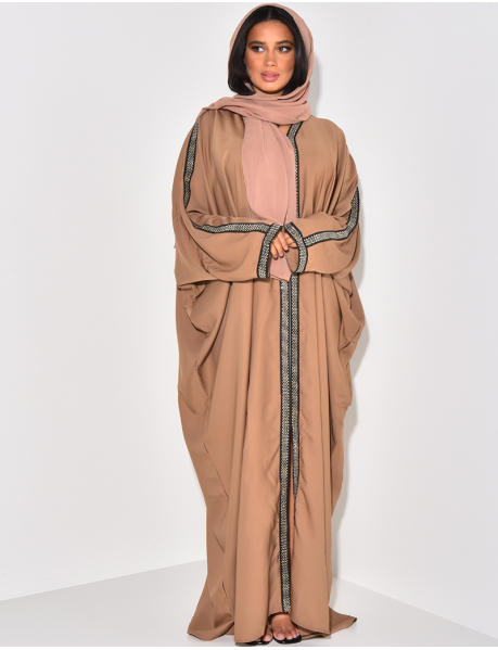 Abaya made in Dubai à strass & broderies + foulard