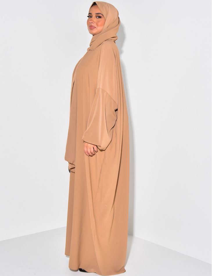 Robe abaya oversize fluide à voile integré