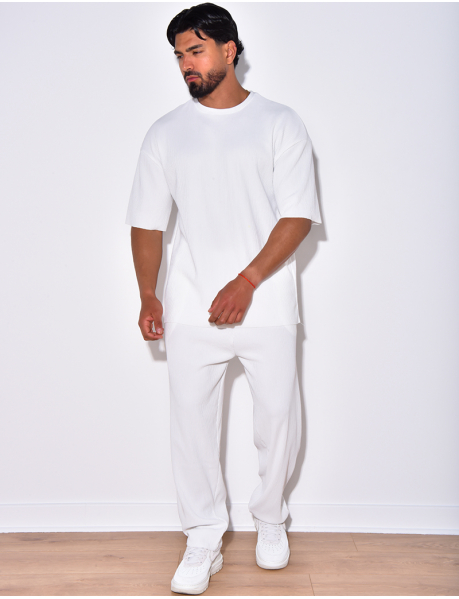 Ribbed T-shirt and trousers co-ord