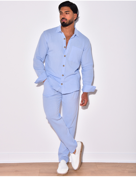 Long sleeve shirt with pockets and trousers co-ord