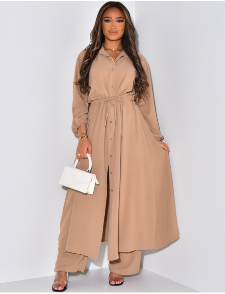 2 piece set - long buttoned shirt and trousers