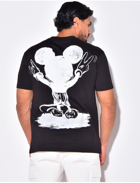 "Usual Suspect" T-shirt with Mickey Mouse print on the back