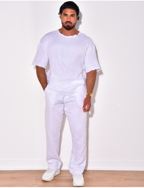 Hemless T-shirt and trousers co-ord