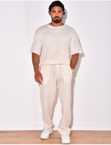 Hemless shirt and trousers co-ord