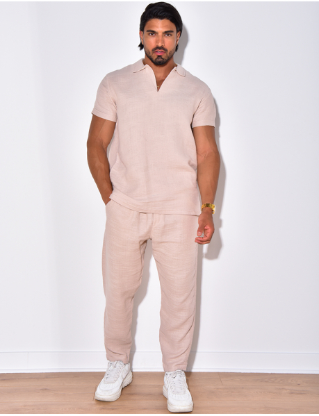 Linen trousers and T-shirt co-ord