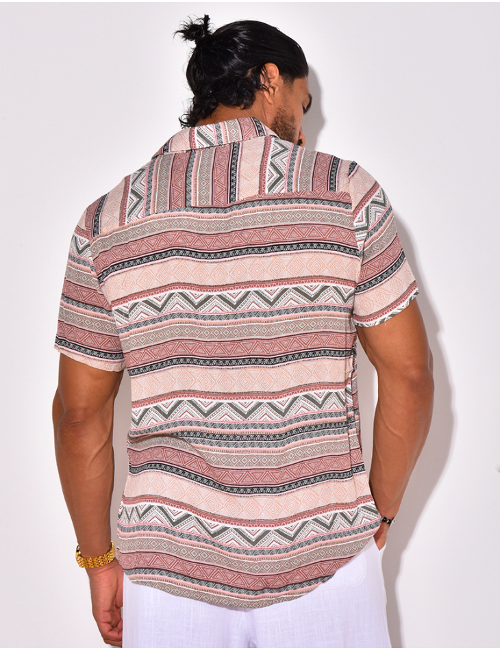 Chemise manches courtes motif aztèques