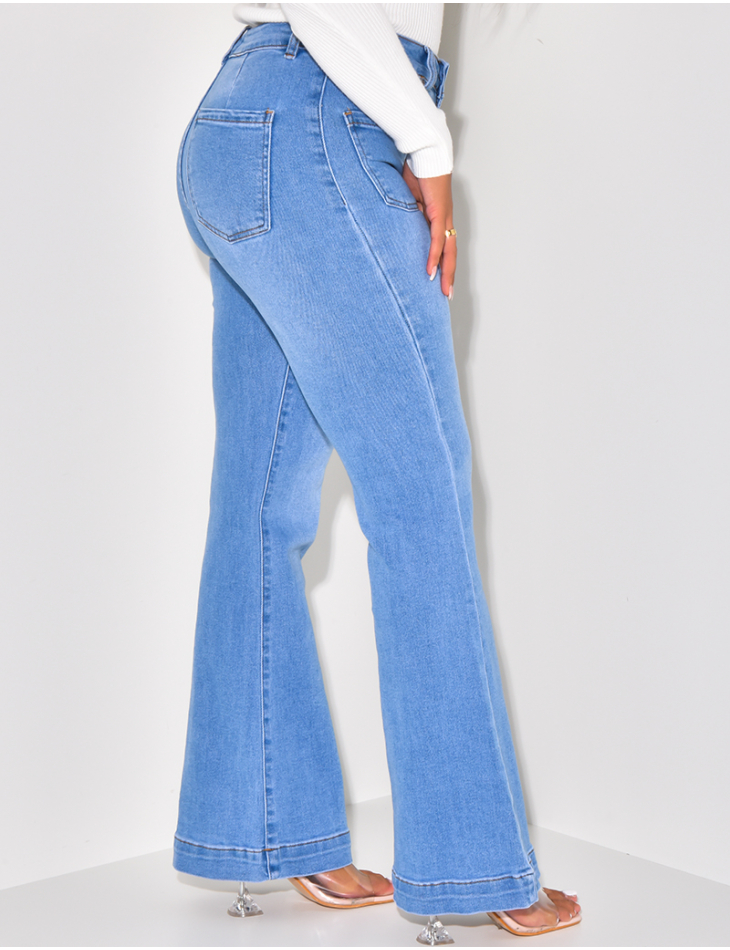   Jeans mit hoher Taille, Eph-Patte und Taschen