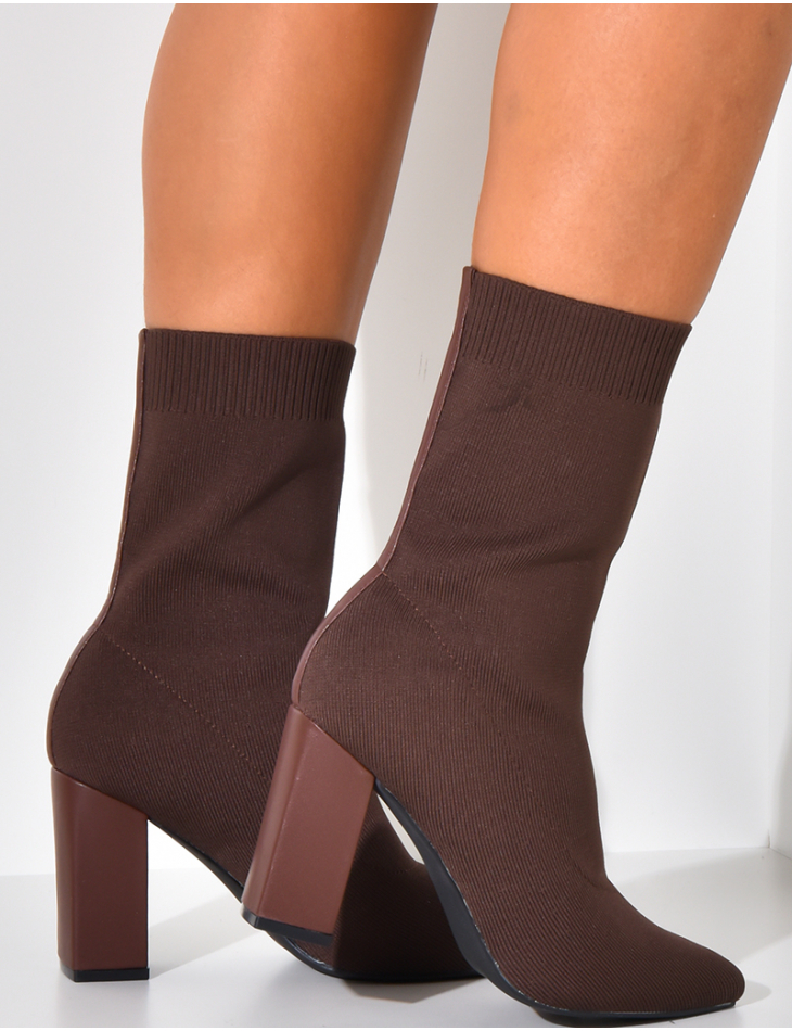 Sock-effect heeled boots