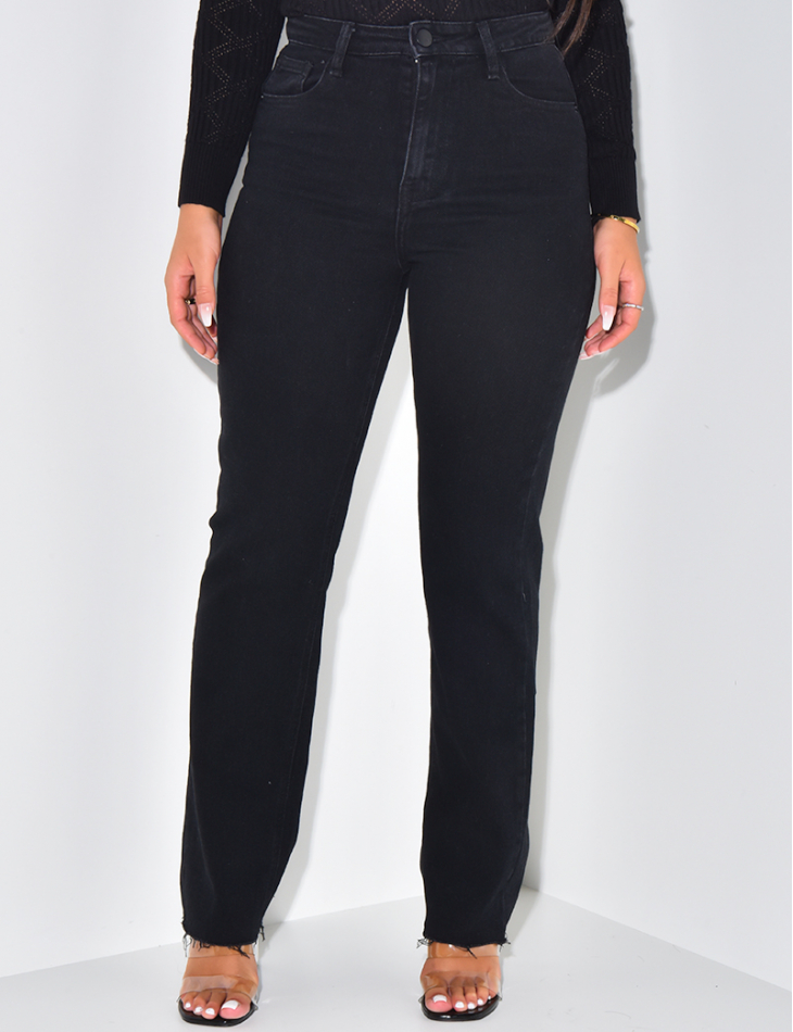 Jeans taille haute coupe droite stretchy