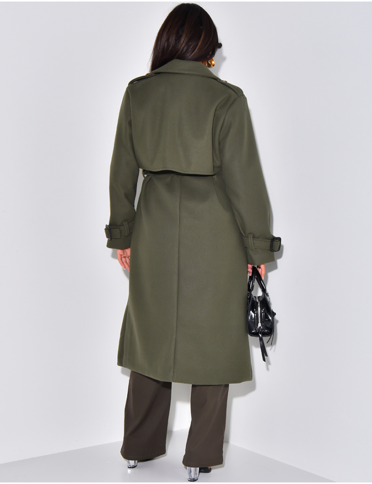 Long coat with lapels and belt