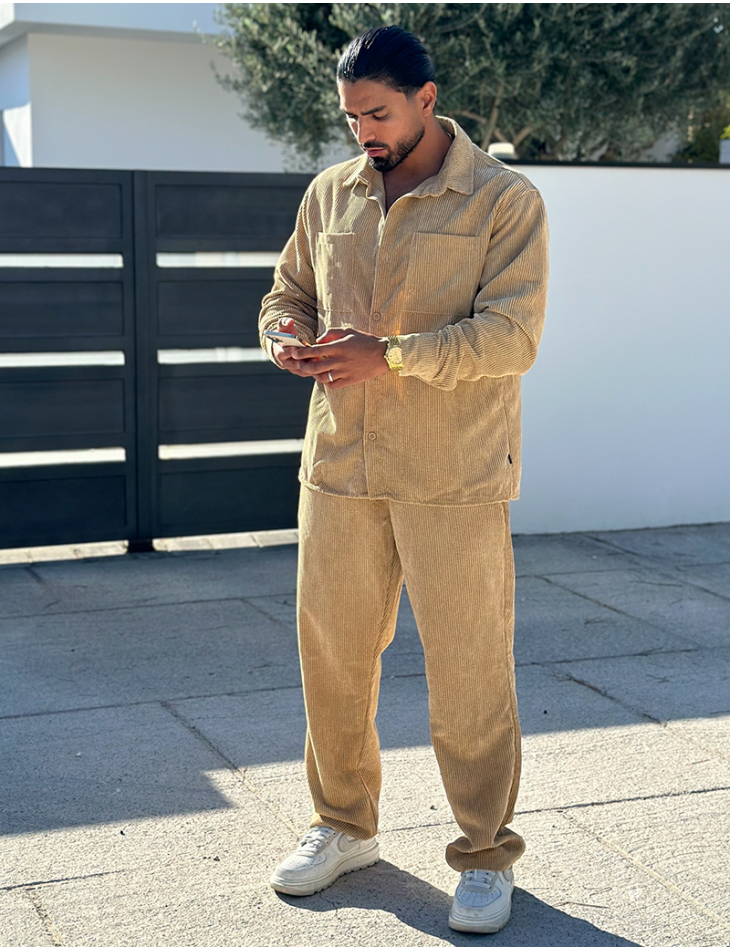 Ribbed shirt and trouser set