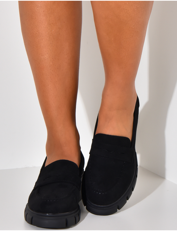   Suedette loafers with thick soles