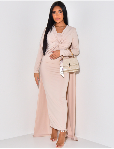   Maxi cape dress with criss-cross front effect