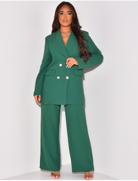 Suit jacket with rhinestone buttons and trousers set