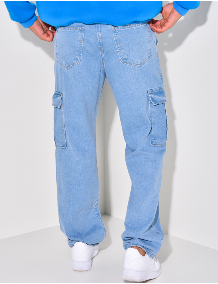 Jeans coupe large à poches