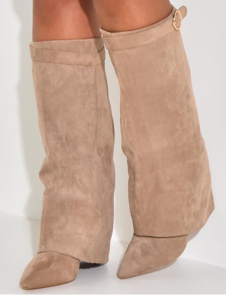 Gaiter-style boots with thin heels