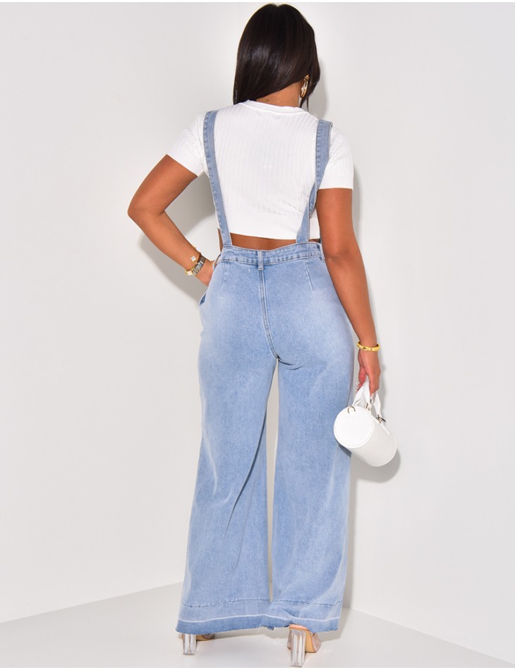 Denim dungarees with bell bottoms