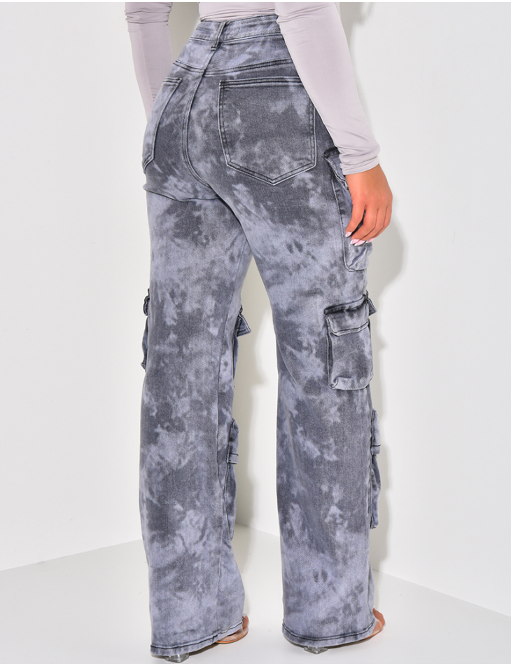 Faded grey multi-pocket cargo jeans