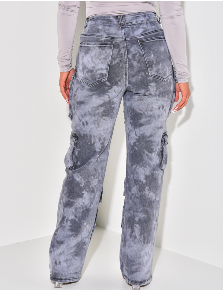 Faded grey multi-pocket cargo jeans