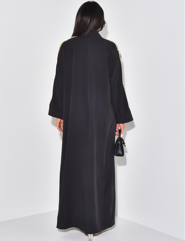 Abaya/ Kimono with button fastening and beaded sleeves