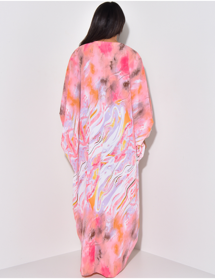 Loose abaya with printed patterns & embroidery