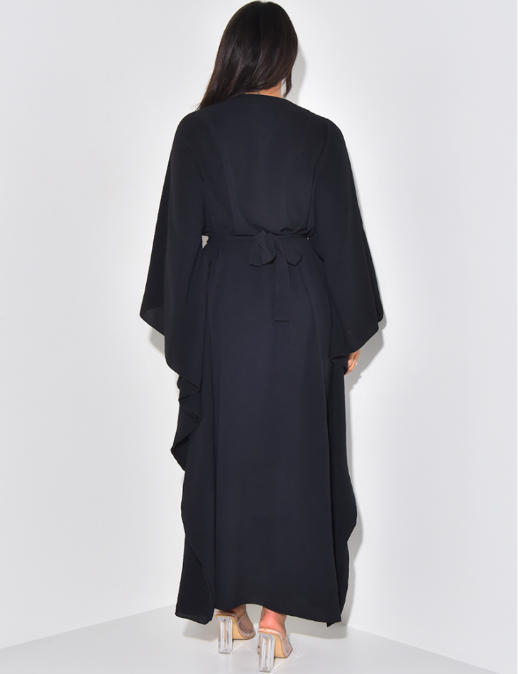 Fitted abaya dress with rope embroidery and sequins