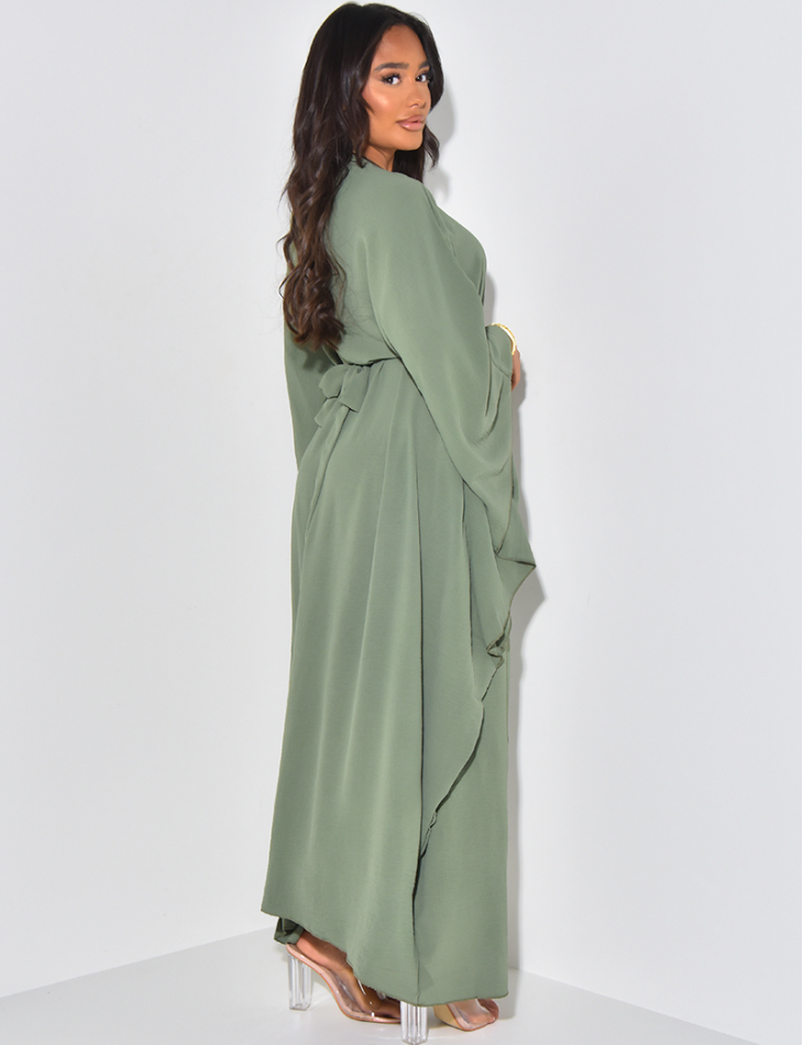 Robe abaya ajustée à broderies en cordes et sequins