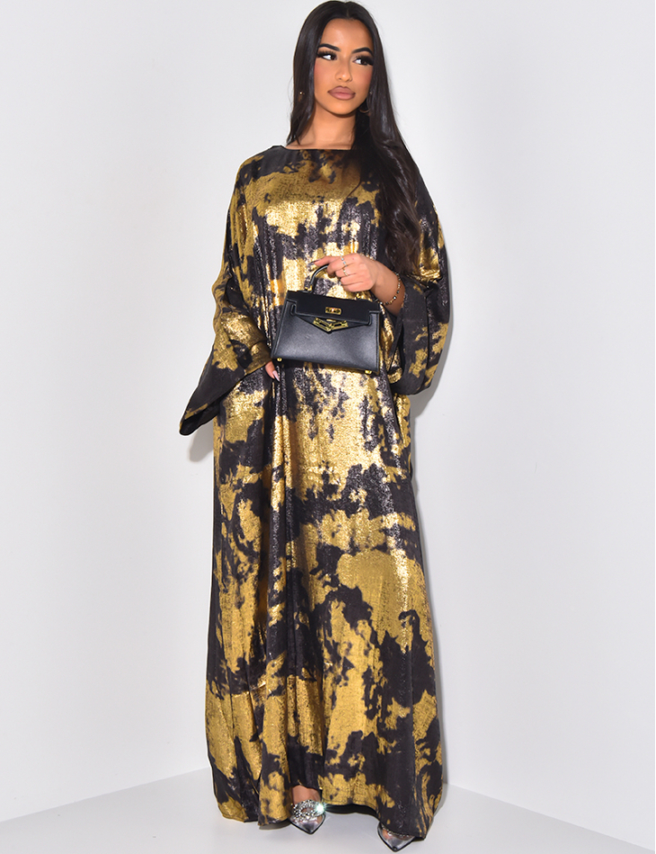 Abaya à motifs dorés