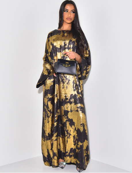 Abaya à motifs dorés