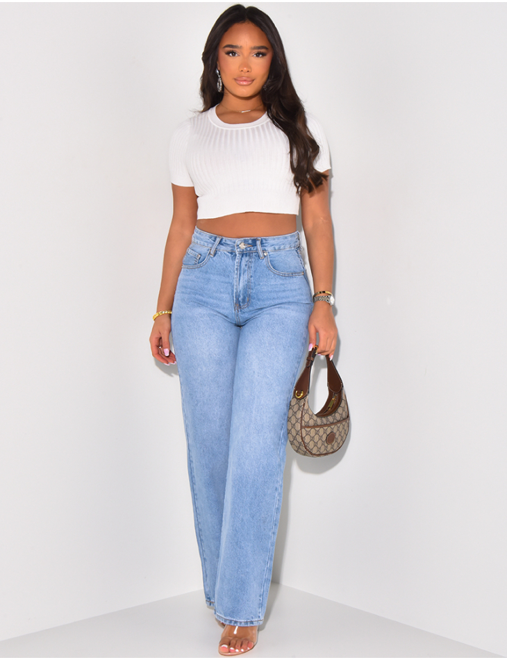Washed effect straight-leg jeans