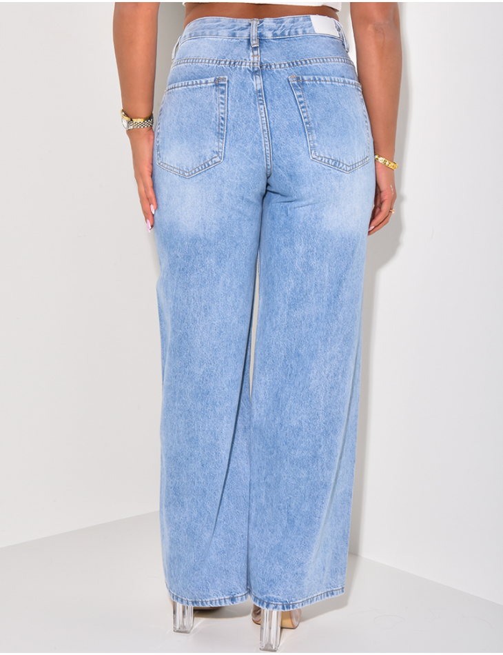 Jeans taille haute coupe large