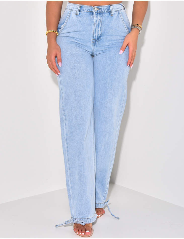 Straight-fit jeans with elastic waistband