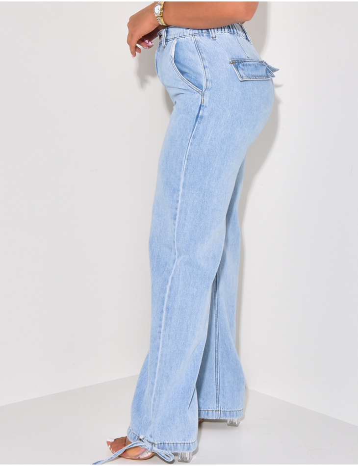 Straight-fit jeans with elastic waistband