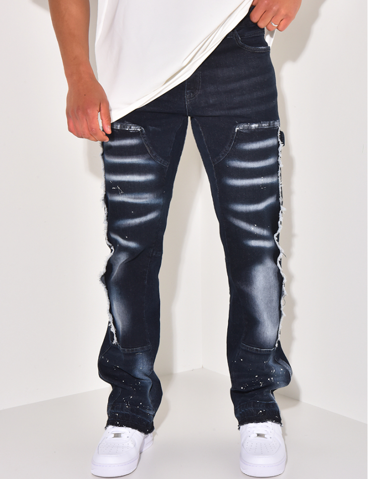   Jeans with yoke and paint stains