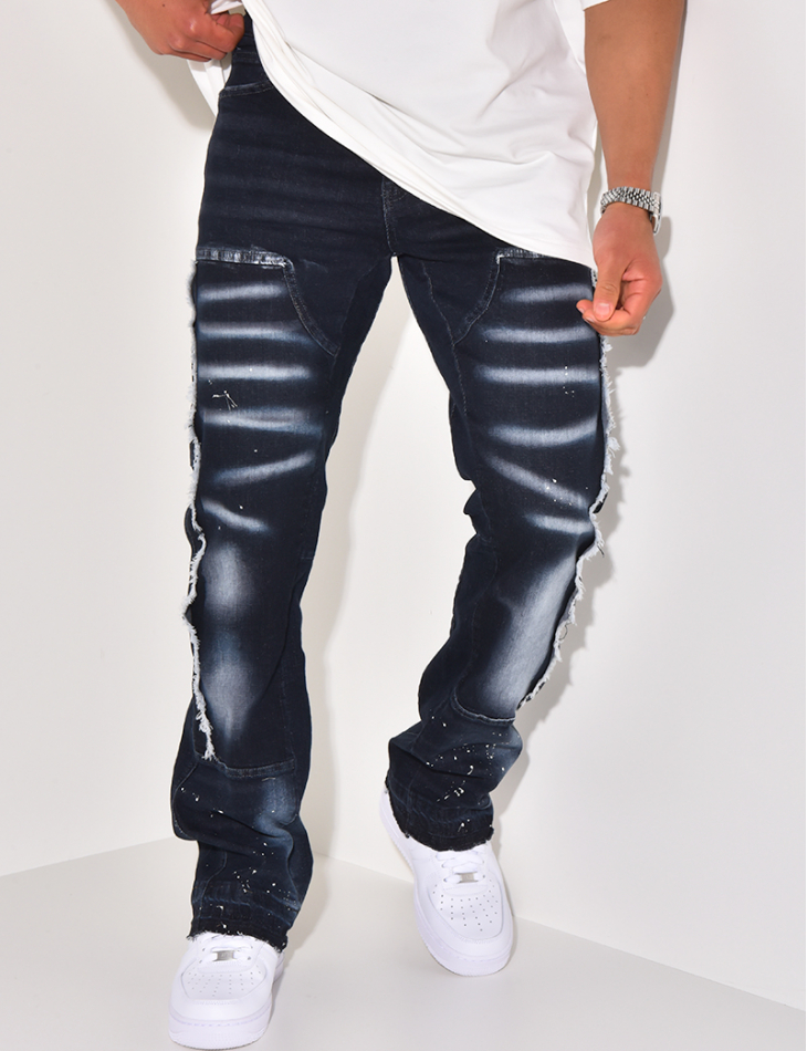   Jeans with yoke and paint stains