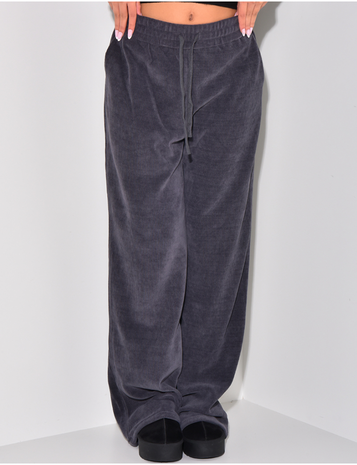 High-waisted jogging suit in velvet