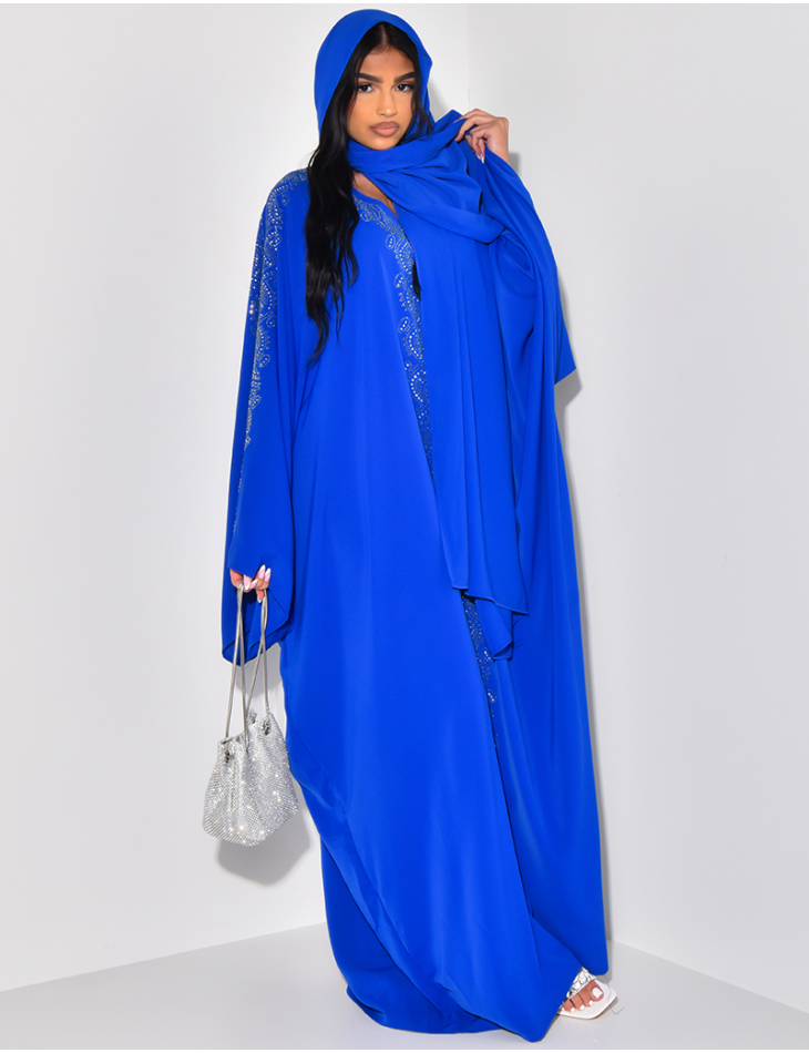 Abaya with rhinestones & voile