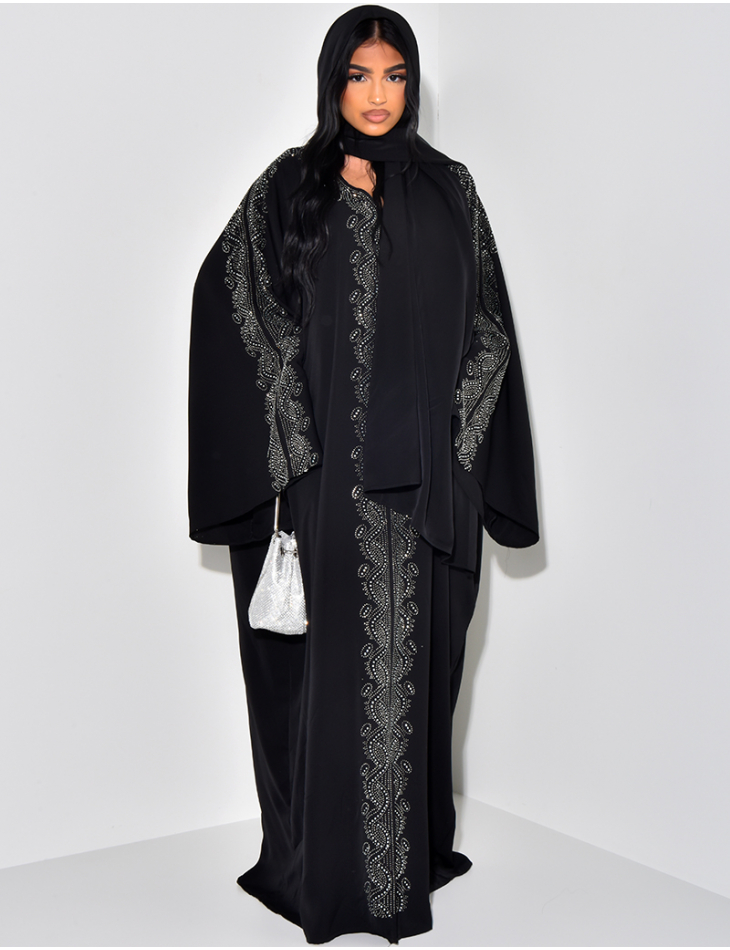 Abaya à strass & voile 