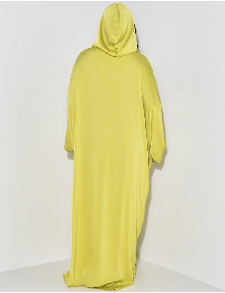 Robe abaya à capuche et broderies dorées 