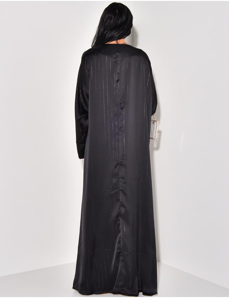 Robe abaya effet cache-coeur à liseré doré