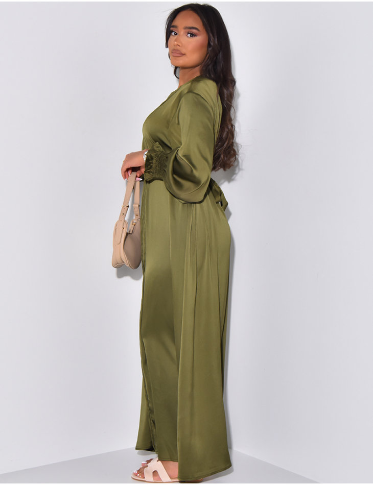 Abaya aus Satin mit Falteneffekt zum Binden
