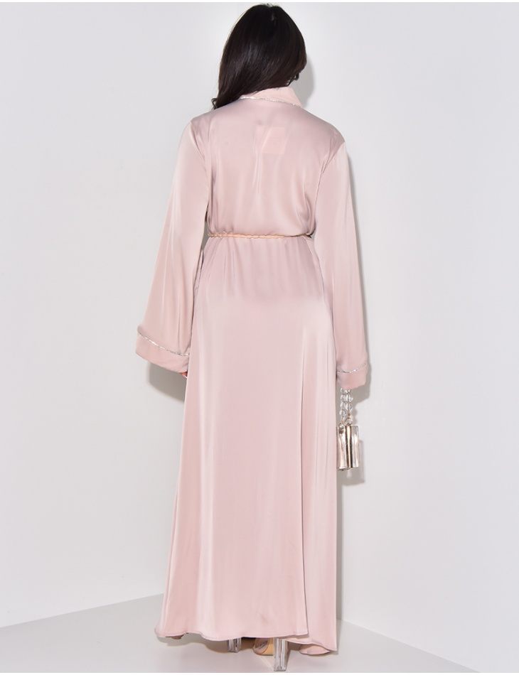 Belted rhinestone abaya dress