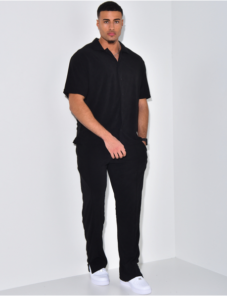 Terrycloth shirt and trousers set