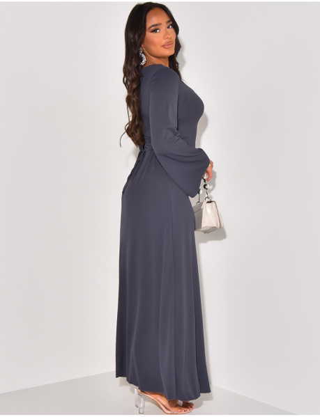 Ribbed long dress with lace-up back