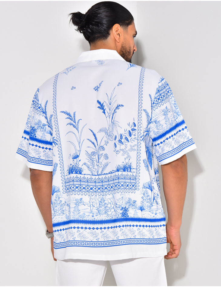 Chemise manches courtes à motifs palmiers