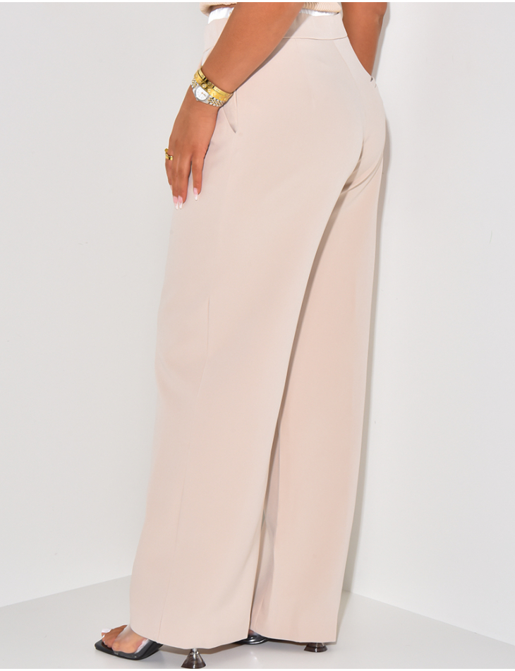Straight-leg trousers with satin turn-ups